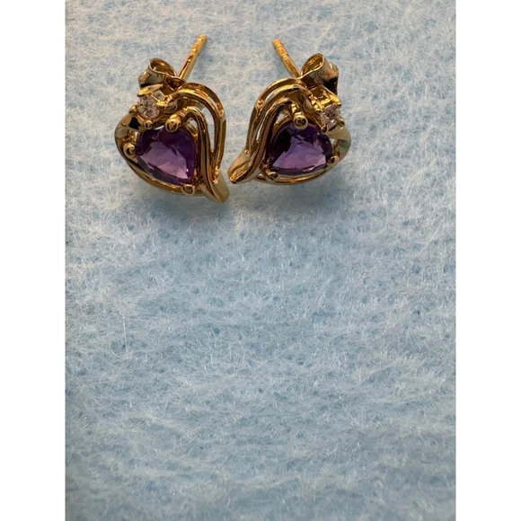 Sterling Silver & Gold Jewelry Set with Amethyst – Earrings, Ring & Necklace - Picture 3 of 10